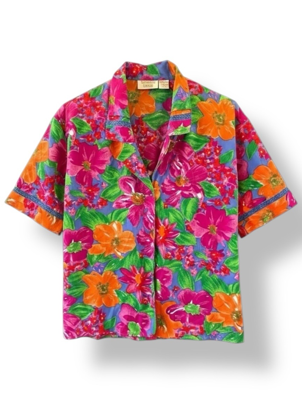 Victoria's Secret Gold Label Tropical Floral Pajama Top Button Down Short Sleeve